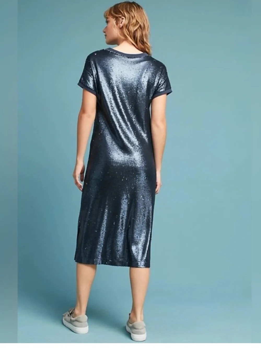 Anthropologie Moulinette Soeurs Interstellar Blue Sequin Party Dress Medium